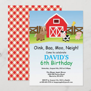 Farm Birthday Invitation Barnyard Party