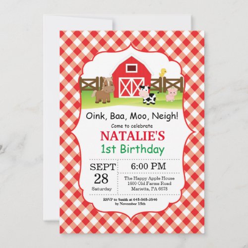 Farm Birthday Invitation Barnyard Party