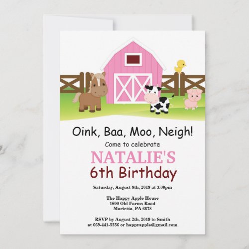 Farm Birthday Invitation Barnyard Party