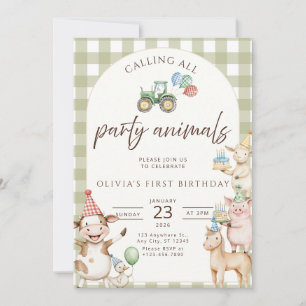 Farm Birthday Invitation Barnyard Party Invite