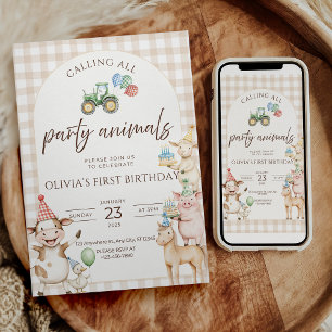 Farm Birthday Invitation Barnyard Party Invite