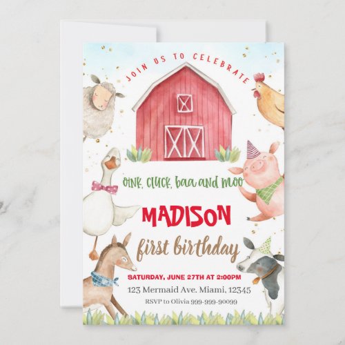 Farm Birthday Invitation Boy Barn Party Invitation