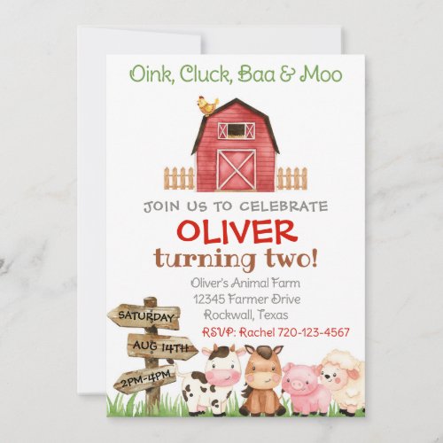 Farm Birthday Invitation, Boy Farm Invitation