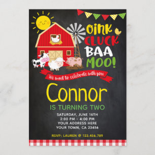 Farm Birthday Invitation, Chalkboard Invite