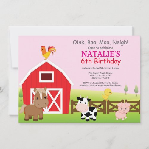 Farm Birthday Invitation Country Barnyard Party