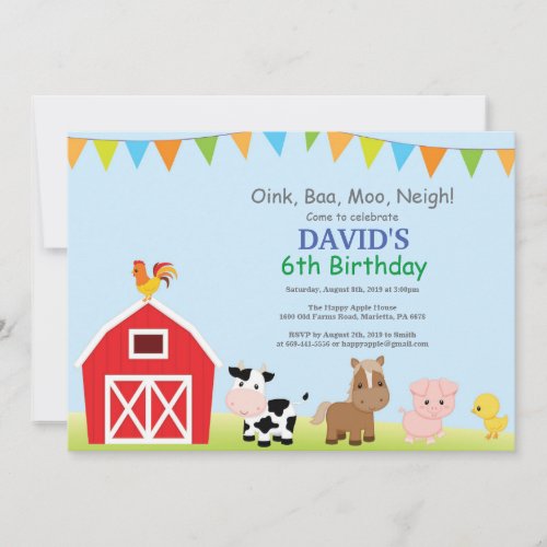 Farm Birthday Invitation Country Barnyard Party