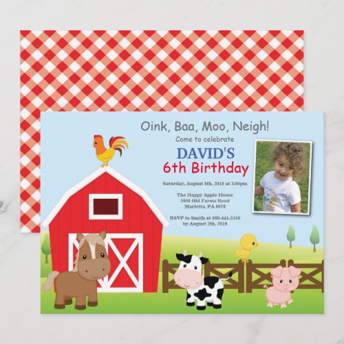 Farm Birthday Invitation Country Barnyard Party