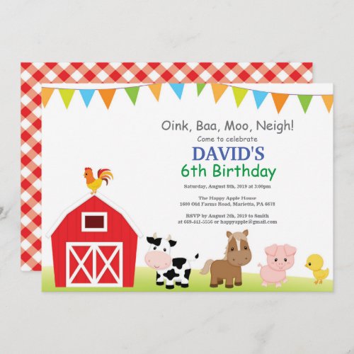 Farm Birthday Invitation Country Barnyard Party