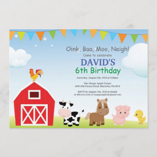 Farm Birthday Invitation Country Barnyard Party