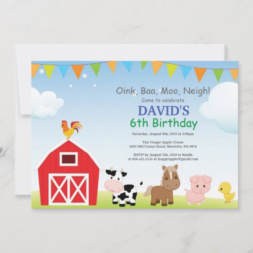 Farm Birthday Invitation Country Barnyard Party