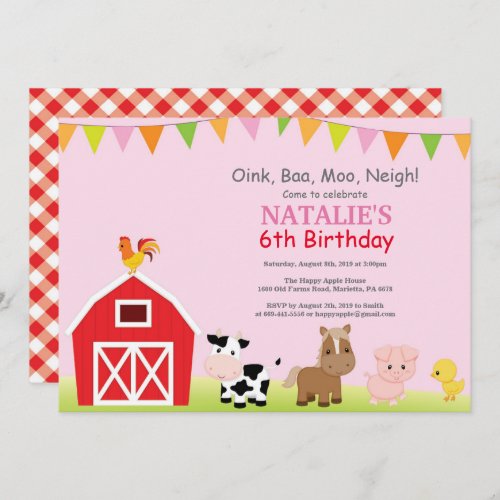 Farm Birthday Invitation Country Barnyard Party