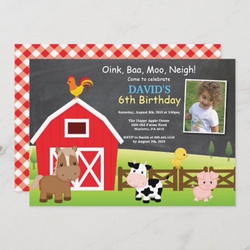 Farm Birthday Invitation Country Barnyard Party