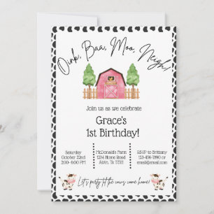 Farm Birthday Invitation- Cow Print Invitation