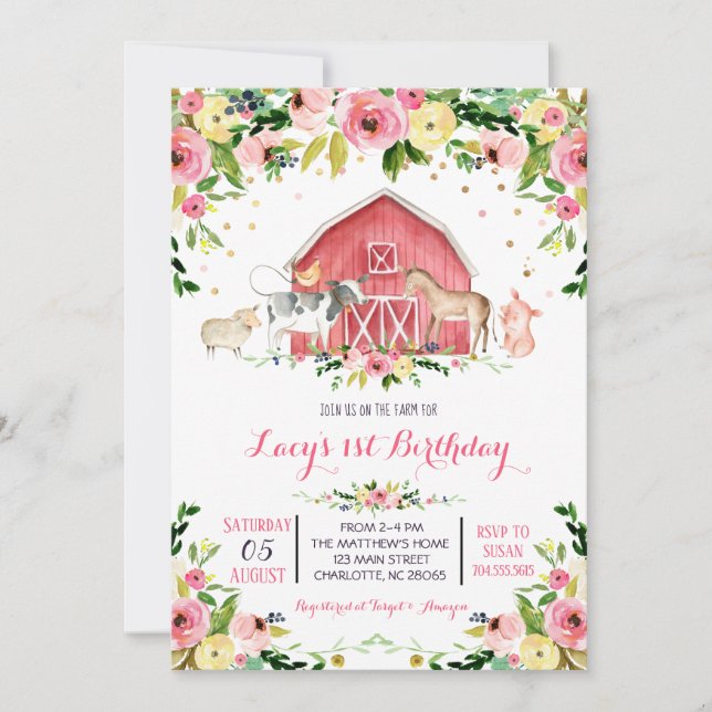 farm Birthday Invitation, farm birthday invitation (Front)