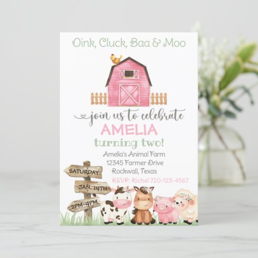 Farm Birthday Invitation, Girl Farm Invitation | Zazzle