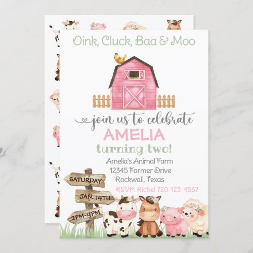 Farm Birthday Invitation Girl Farm Invitation