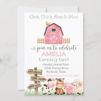 Farm Birthday Invitation, Girl Farm Invitation | Zazzle