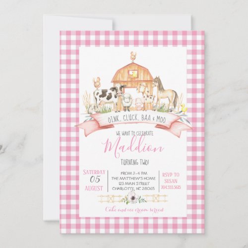 farm birthday invitation, girl farm party