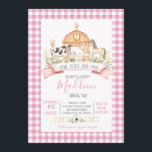 farm birthday invitation, girl farm party invitation<br><div class="desc">Pink gingham farm birthday party invitation</div>