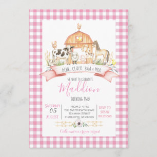 farm birthday invitation, girl farm party invitation