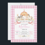 farm birthday invitation, girl farm party invitation<br><div class="desc">Pink gingham farm birthday party invitation</div>
