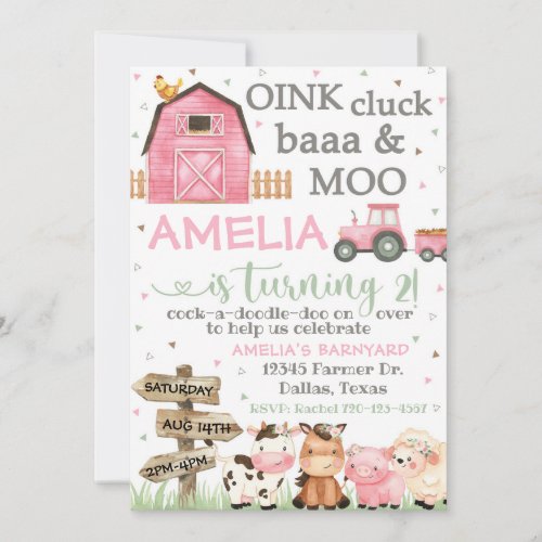 Farm Birthday Invitation, Oink Cluck Baa Moo