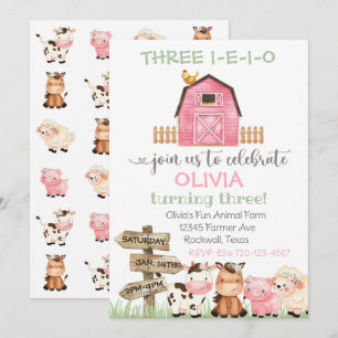 Farm Birthday Invitation, Three I-E-I-O Invitation