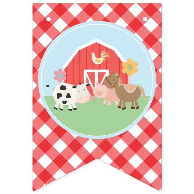 Farm birthday party bunting banner  (First Flag)