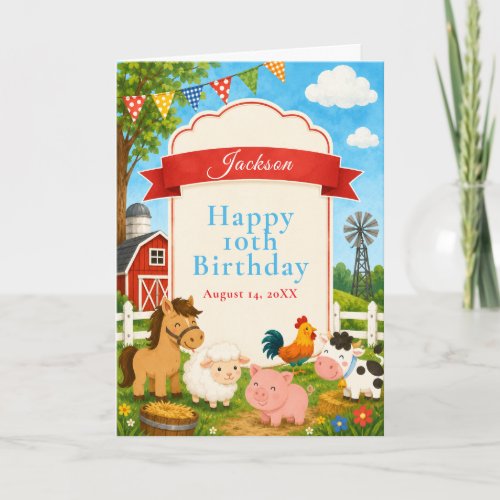 Farm Birthday Party Card