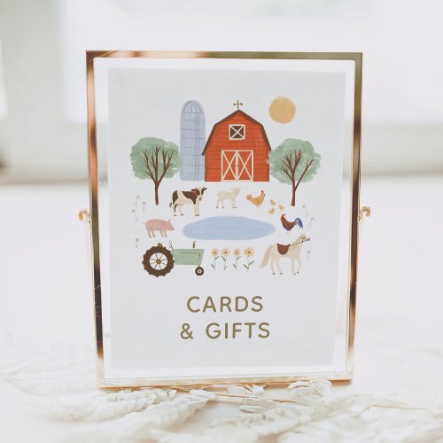 Farm Birthday Party Cards and Gifts Sign