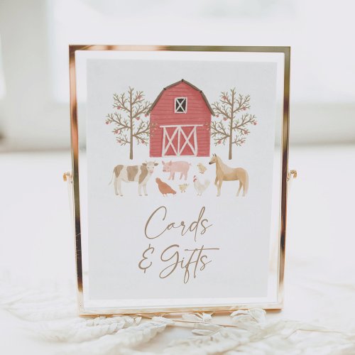 Farm Birthday Party Cards and Gifts Sign