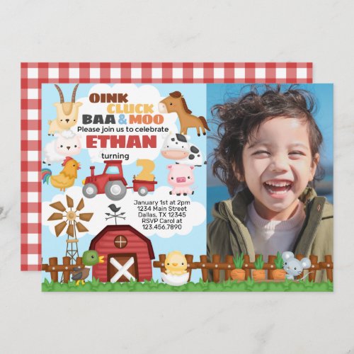 Farm Birthday Party Invitation Invite