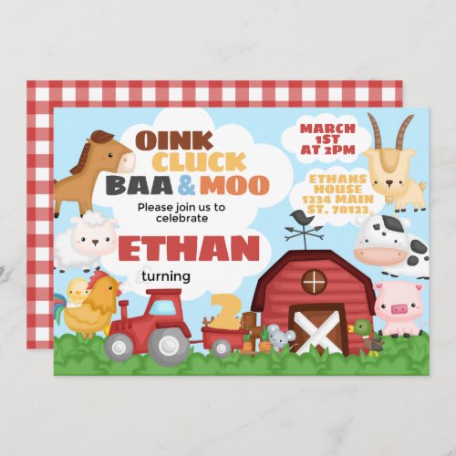 Farm Birthday Party Invitation Invite