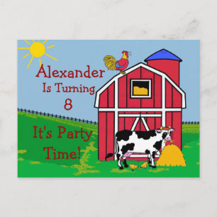 Farm Birthday Party-Personalize It Invitation Postcard