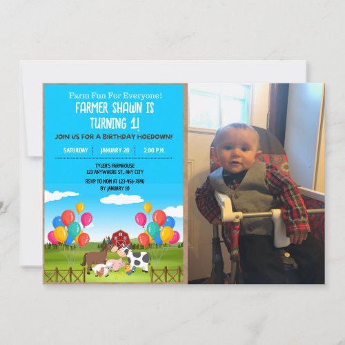 Farm Birthday Party Photo Invitation