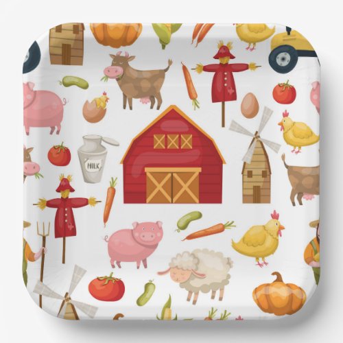 Farm Birthday Party Shower Paper Plate