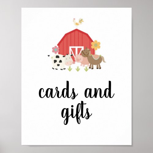 Farm Birthday Party Sign cards and gifts