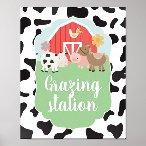 Farm Birthday Party Sign grazing station food sign