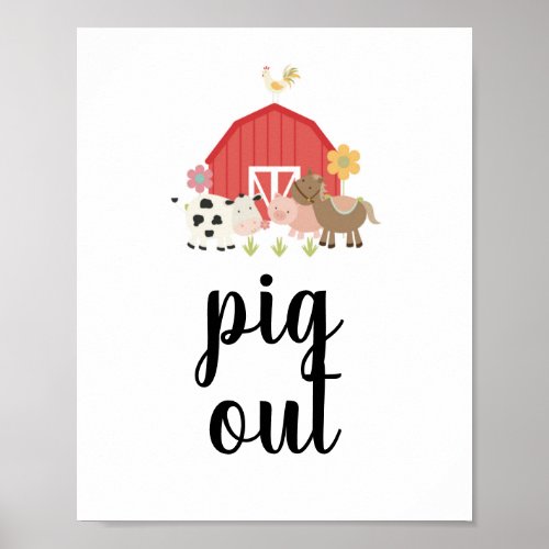 Farm Birthday Party Sign Pig Out food sign