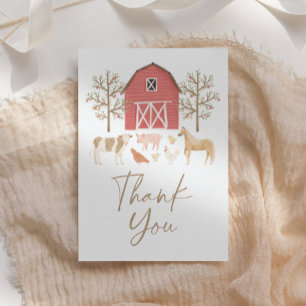 Farm Birthday Party Thank You Card