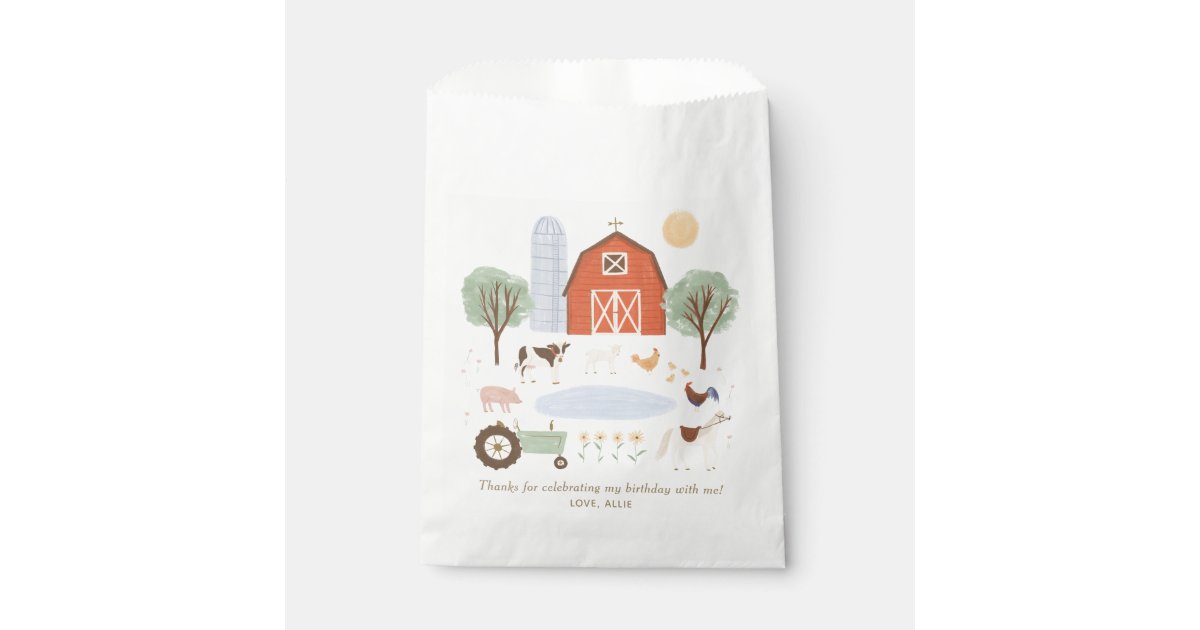 Farm Birthday Party Thank You Gift Tags Favor Bag | Zazzle