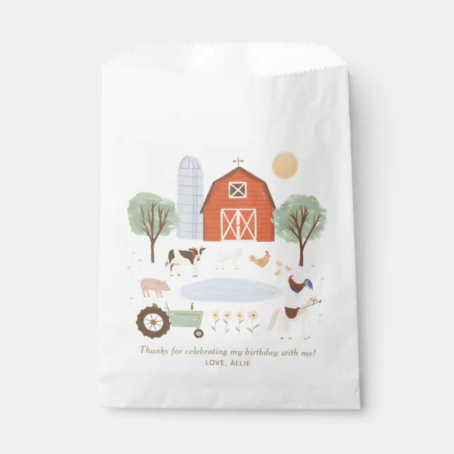 Farm Birthday Party Thank You Gift Tags Favor Bag | Zazzle