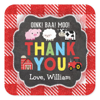 Farm Birthday Party Thank You Stickers Oink Baa