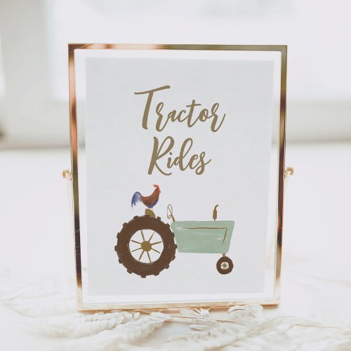 Farm Birthday Party Tractor Rides Sign