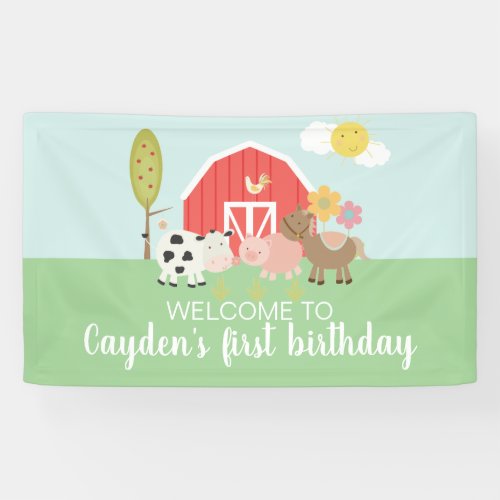 Farm birthday party welcome sign banner