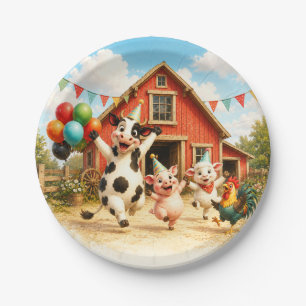 Farm Birthday Party with Cute Barn Animals Paper Plates