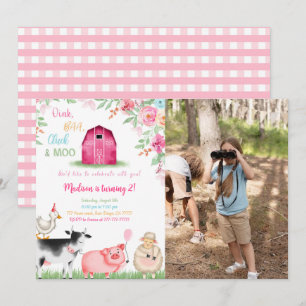 Farm Birthday Photo Invitation