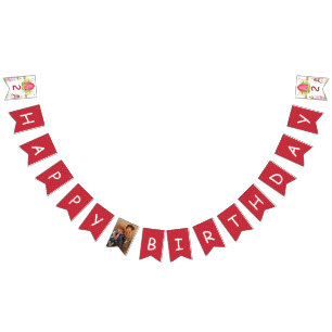 Farm Birthday Plaid Personalized Photo Bunting Flags