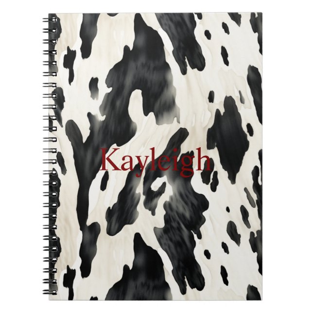 Farm Black White Cow Print Notebook (Front)