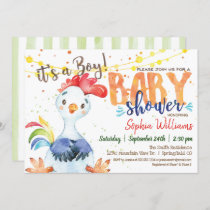 Farm Boy Baby Shower Rooster invitation